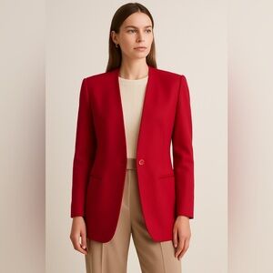 Vintage Jason Prescott Red Wool Blazer One Button Tailored Made in Japan Size 4